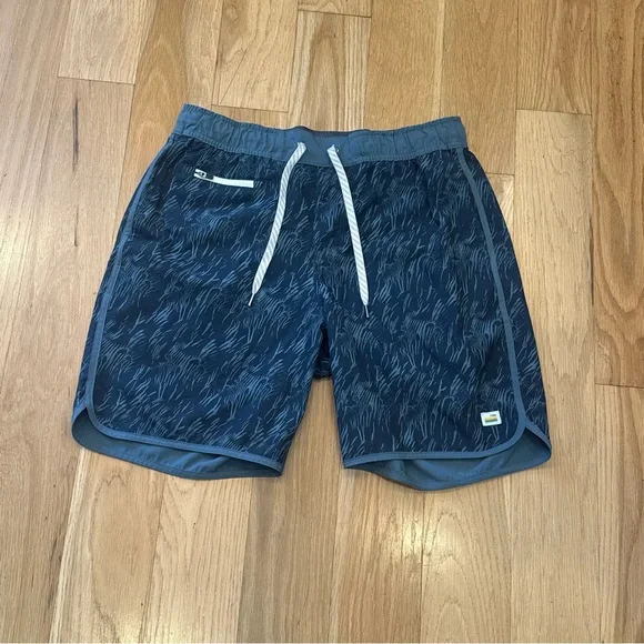 Vouri Men's Bank Shorts, Kashmir Flux Teal Gray Patterned Athletic Shorts, 7”, M - Picture 2 of 13